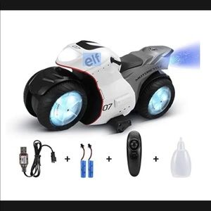 HR RC Motorcycle Toys for Kids,Remote Control Car Toy for Boy and Girl (White)